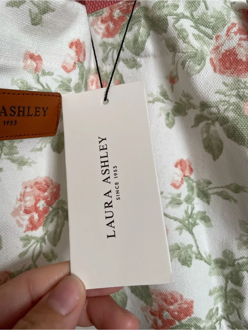 NWT Laura Ashley Madelynn Duck Floral Canvas Ruffle Tote Bag - Pink/Green